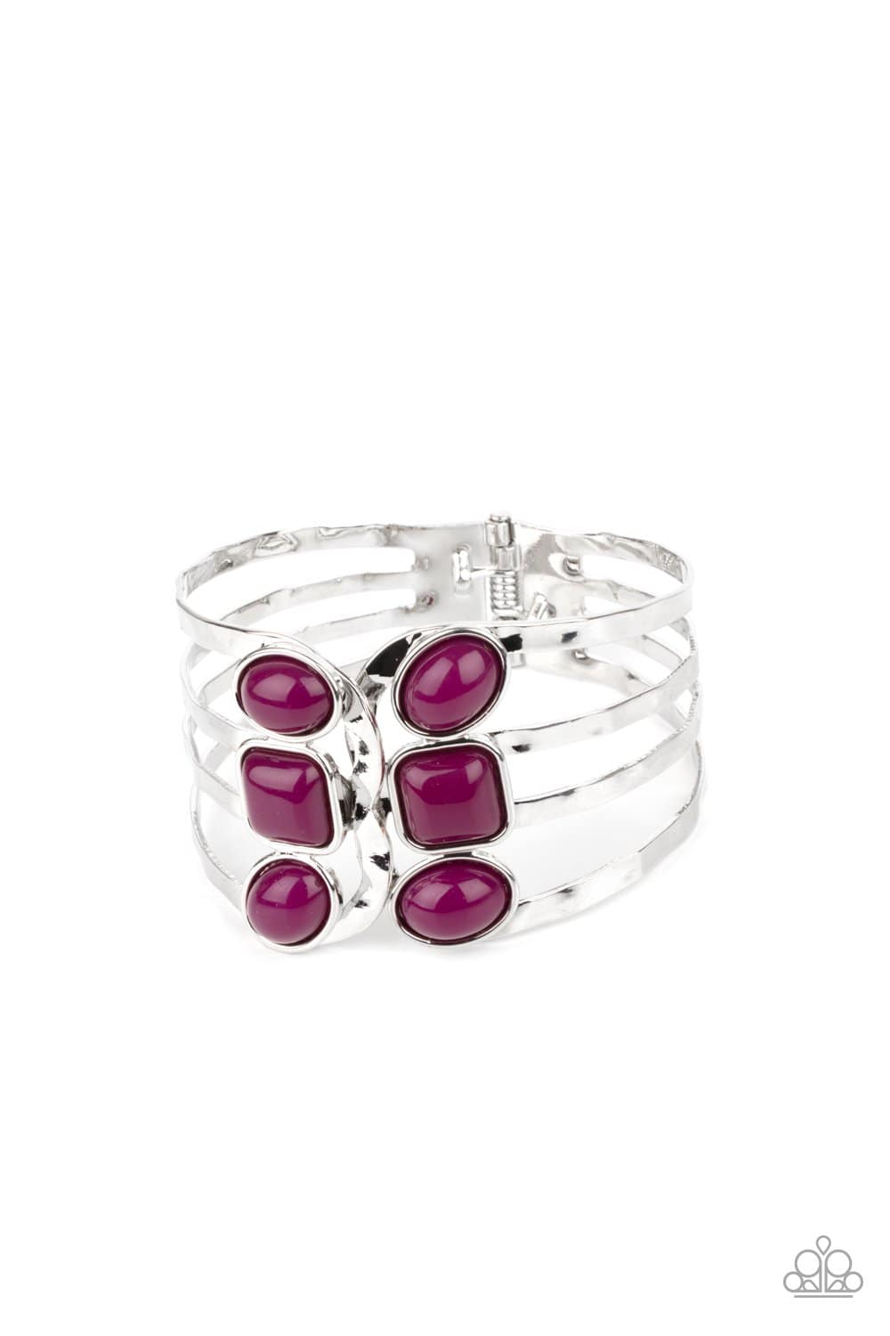 Mystified - Magenta Purple Bead Hinged Bracelet - Paparazzi Accessories - GlaMarous Titi Jewels