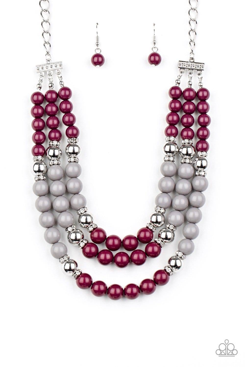 BEAD Your Own Drum - Plum Purple and Gray Beads Necklace - Paparazzi Accessories - GlaMarous Titi Jewels