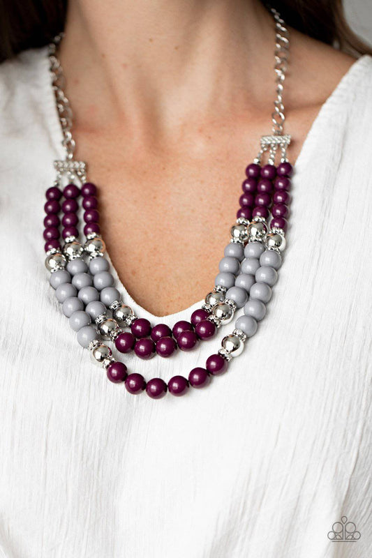 BEAD Your Own Drum - Plum Purple and Gray Beads Necklace - Paparazzi Accessories - GlaMarous Titi Jewels