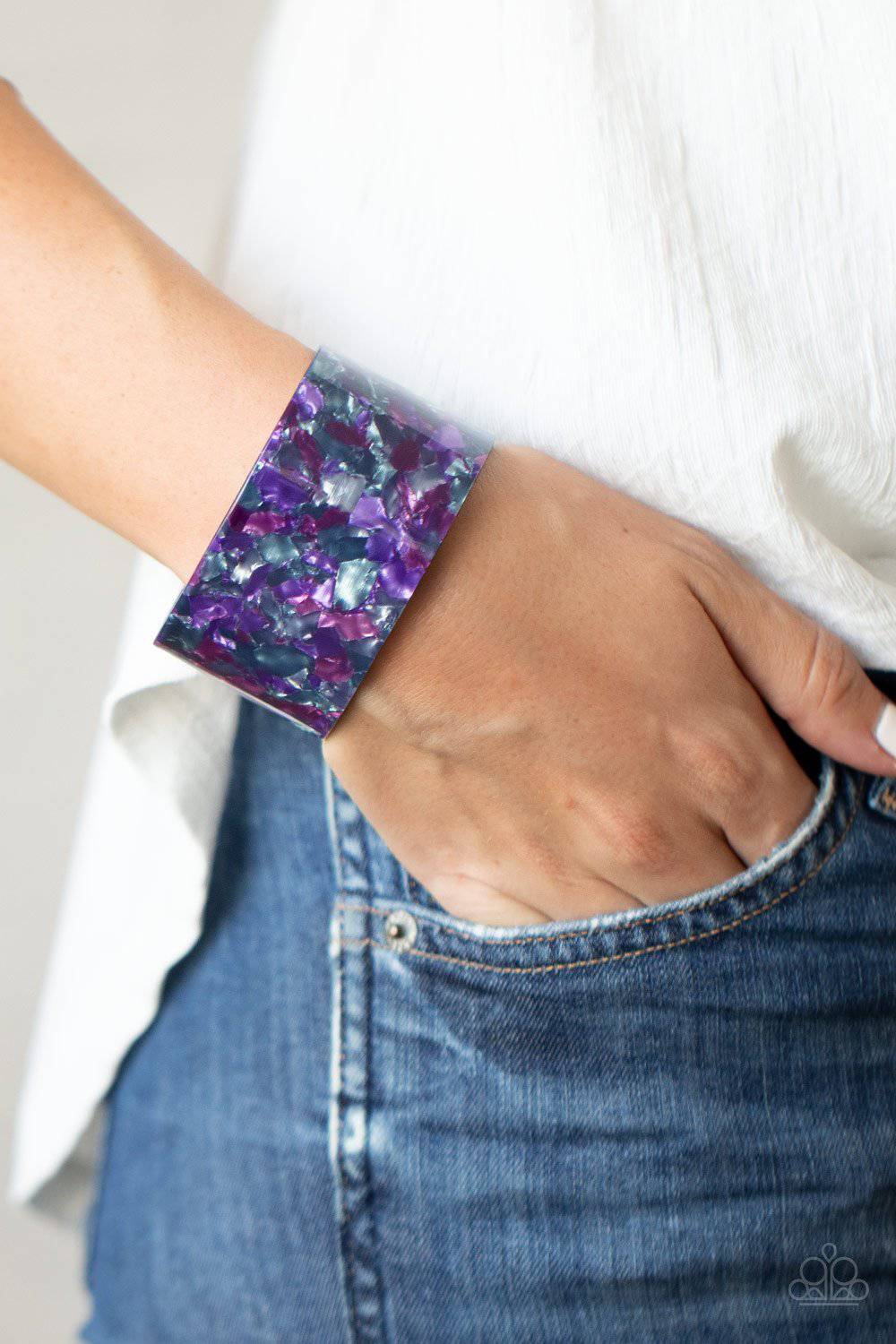 Freestyle Fashion - Purple Acrylic Cuff Bracelet - Paparazzi Accessories - GlaMarous Titi Jewels