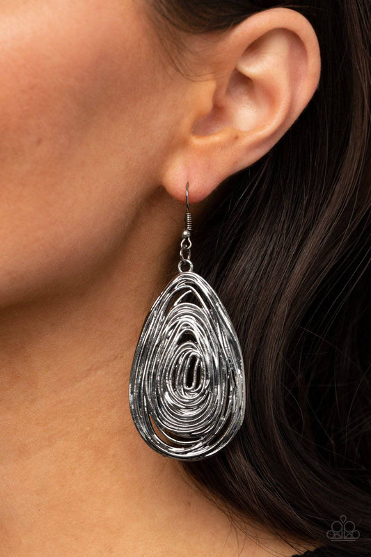 Rural Ripples - Black Gunmetal Teardrop Earrings - Paparazzi Accessories - GlaMarous Titi Jewels