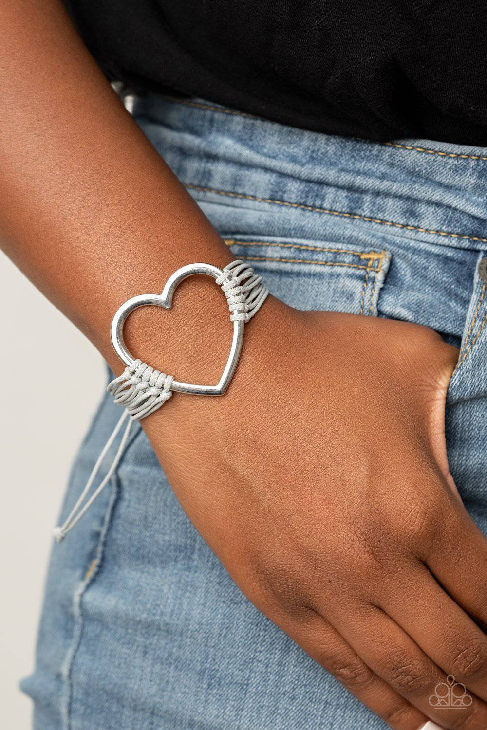 Playing With My HEARTSTRINGS - Silver Heart Bracelet - Paparazzi Accessories - GlaMarous Titi Jewels