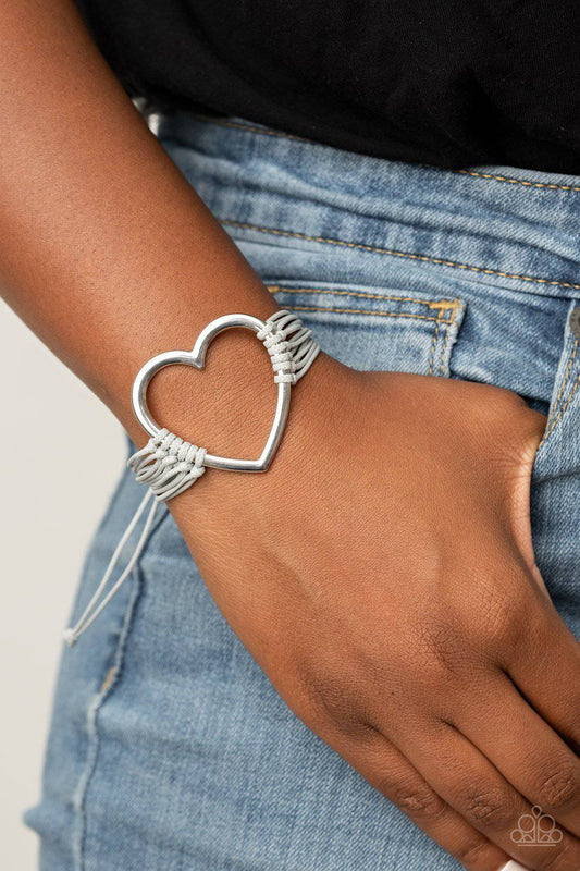 Playing With My HEARTSTRINGS - Silver Heart Bracelet - Paparazzi Accessories - GlaMarous Titi Jewels