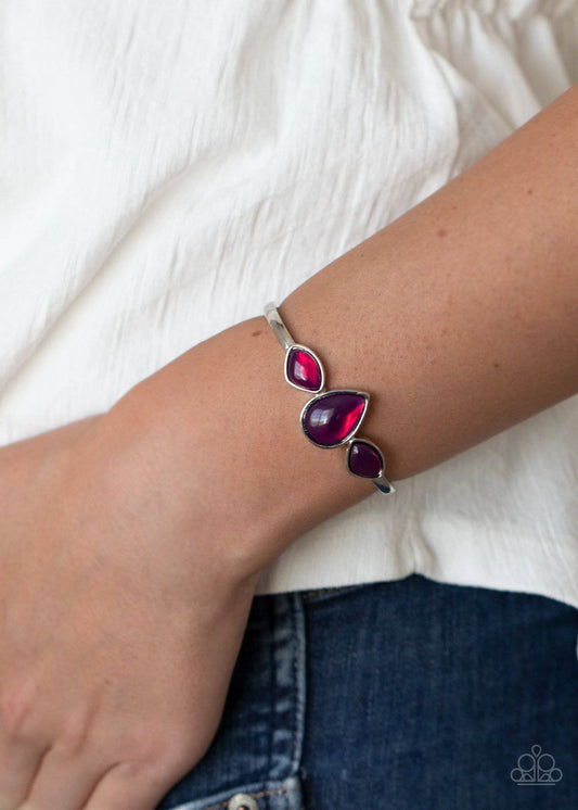 Boho Beach Babe - Purple Stone Cuff Bracelet - Paparazzi Accessories - GlaMarous Titi Jewels
