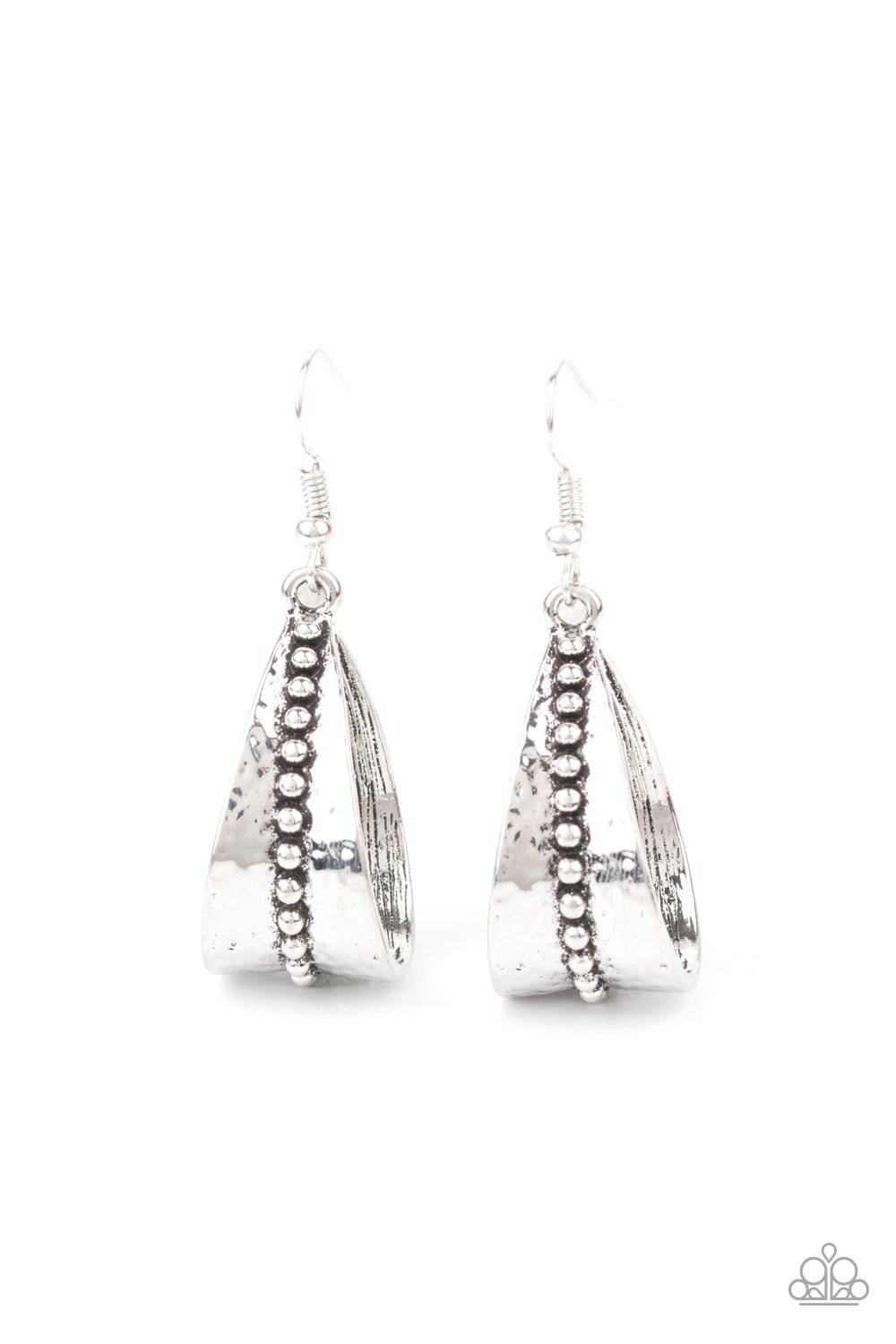 STIRRUP Some Trouble - Silver Dotted Earrings - Paparazzi Accessories - GlaMarous Titi Jewels