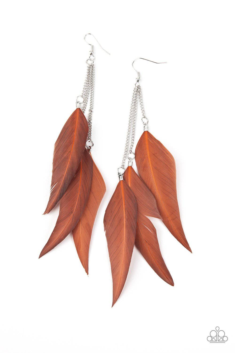 West Side Western - Brown Feather Earrings - Paparazzi Accessories - GlaMarous Titi Jewels