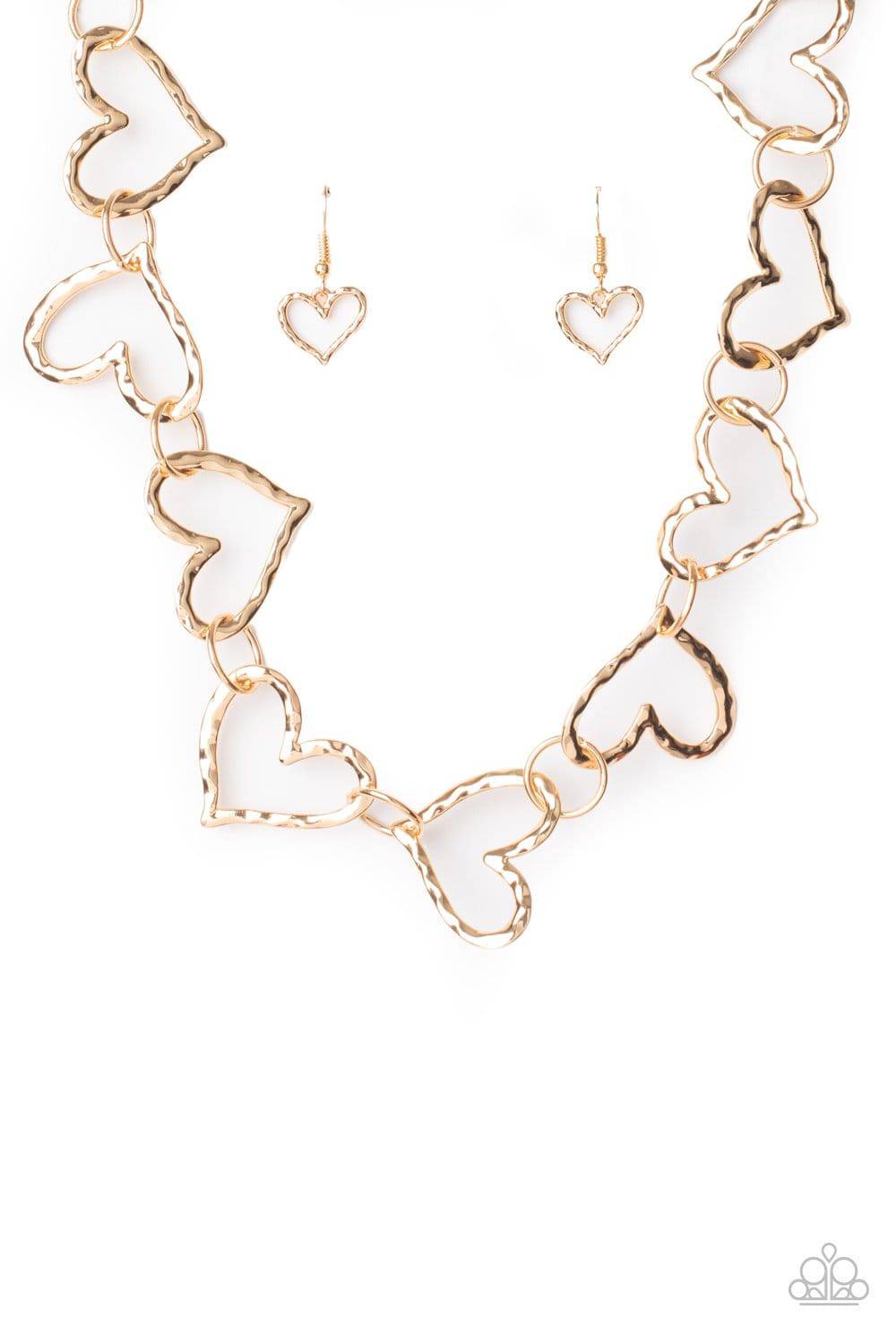 Vintagely Valentine - Gold Heart Necklace - Paparazzi Accessories - GlaMarous Titi Jewels