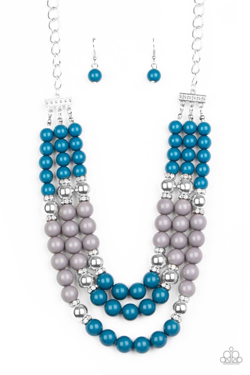BEAD Your Own Drum - Blue and Gray Beads Necklace - Paparazzi Accessories - GlaMarous Titi Jewels