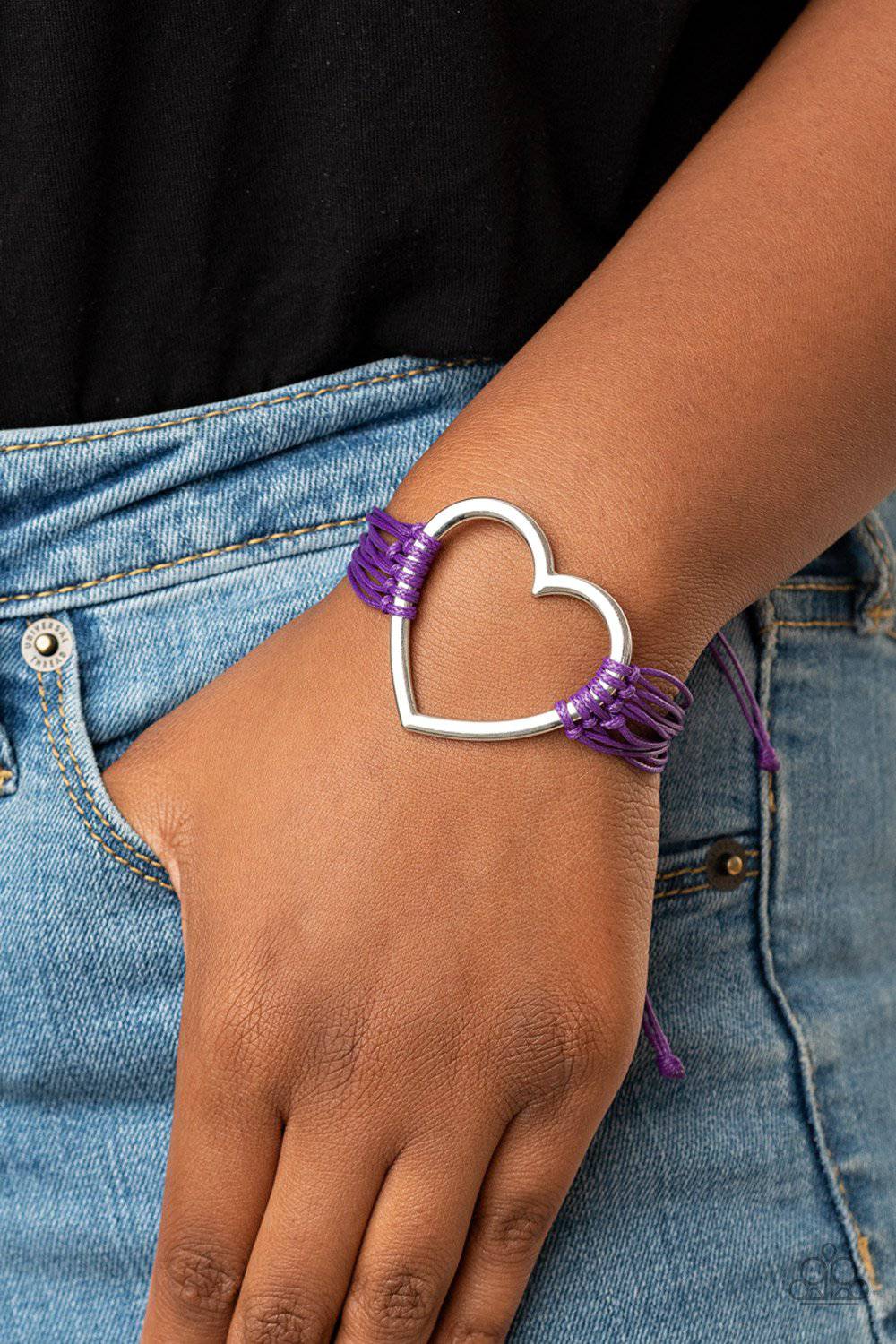 Playing With My HEARTSTRINGS - Purple Heart Bracelet - Paparazzi Accessories - GlaMarous Titi Jewels