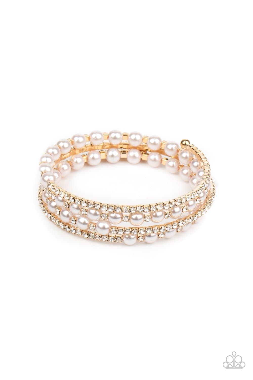 Starry Strut - Gold and Pearl Infinity Bracelet - Paparazzi Accessories - GlaMarous Titi Jewels