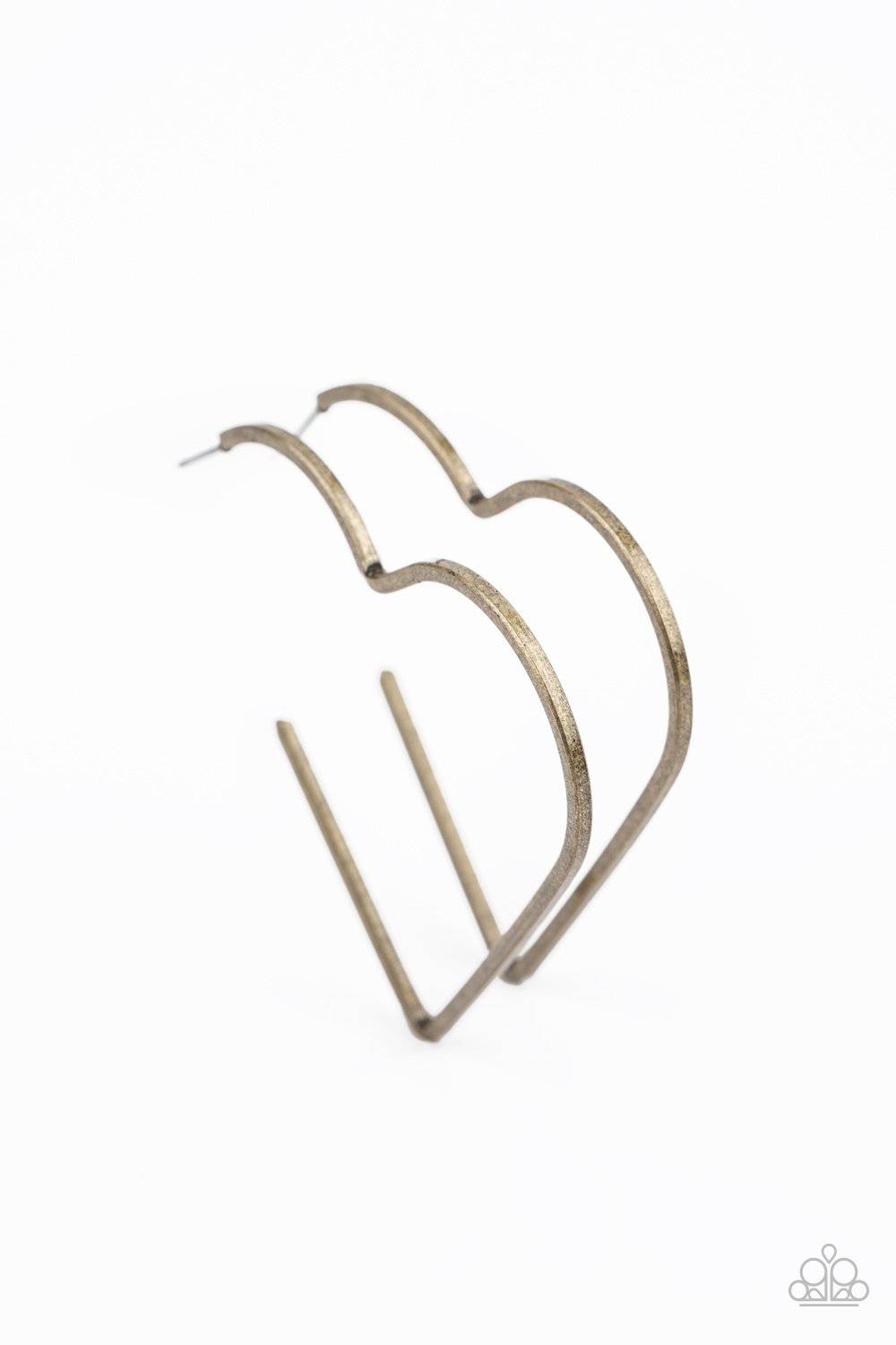 I HEART a Rumor - Brass Heart Hoop Earrings - Paparazzi Accessories - GlaMarous Titi Jewels