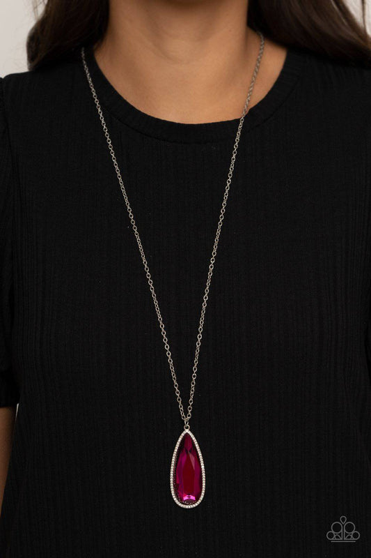 Watch Out For REIGN - Pink Rhinestone Necklace - Paparazzi Accessories - GlaMarous Titi Jewels