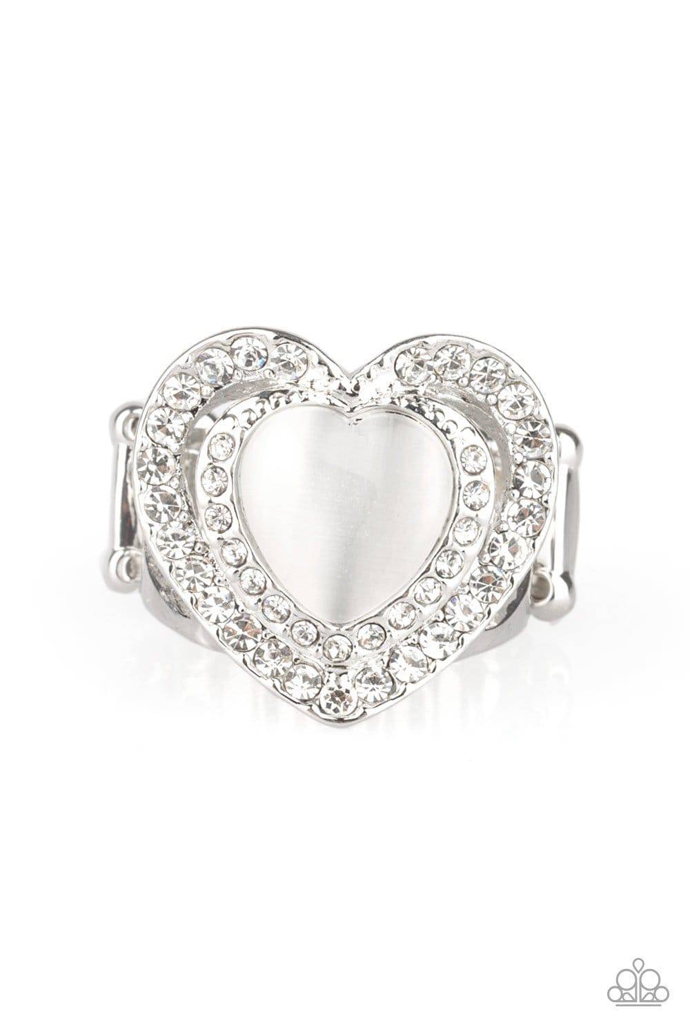 What The Heart Wants - White Cat's Eye Stone Ring - Paparazzi Accessories - GlaMarous Titi Jewels