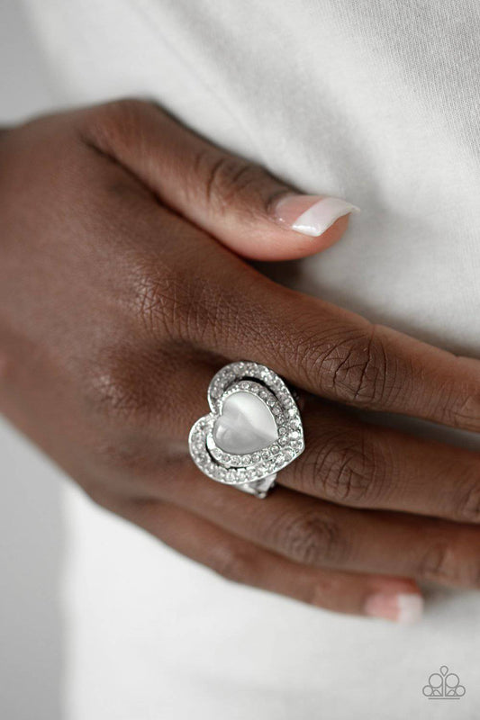 What The Heart Wants - White Cat's Eye Stone Ring - Paparazzi Accessories - GlaMarous Titi Jewels