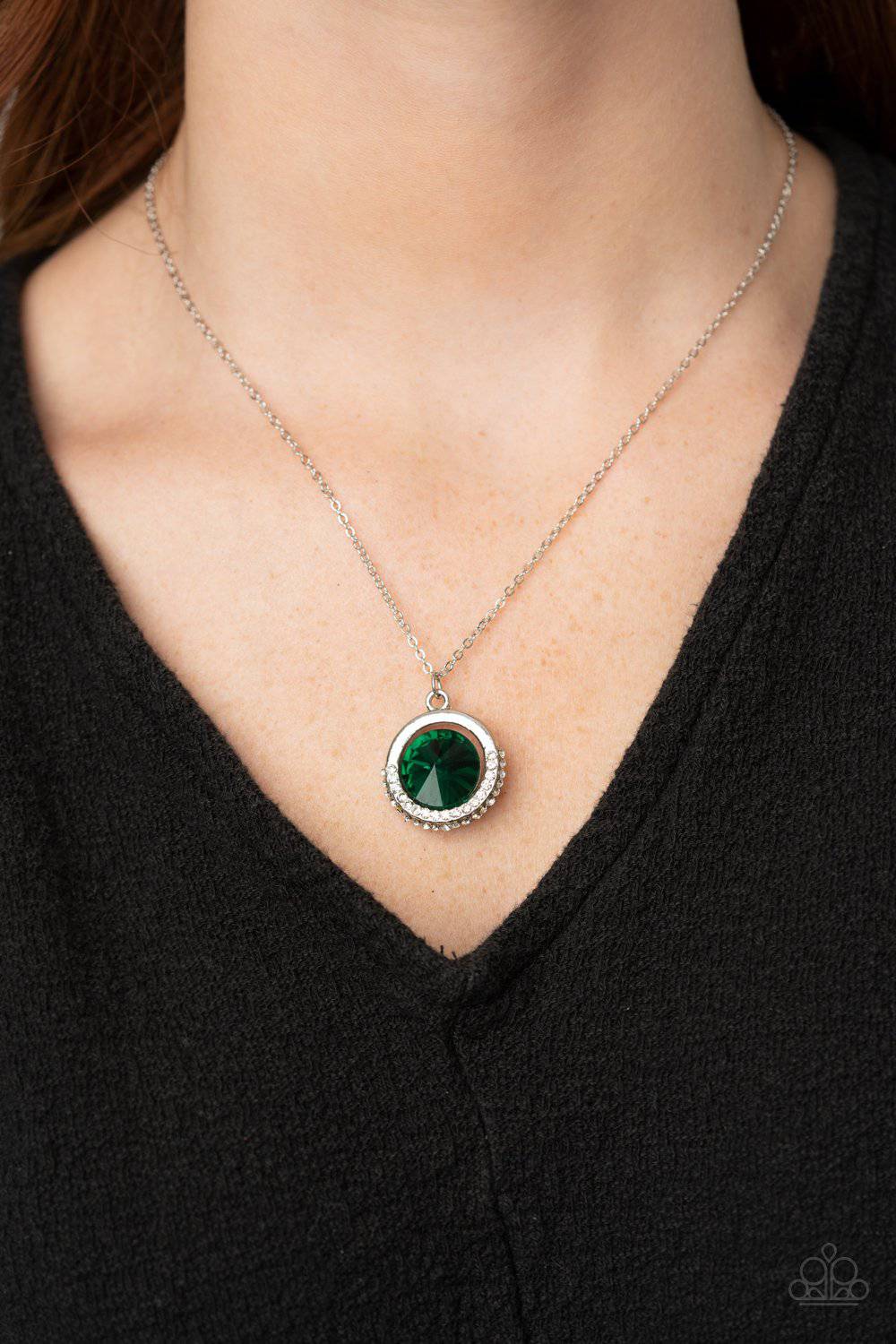 Trademark Twinkle - Green Rhinestone Necklace - Paparazzi Accessories - GlaMarous Titi Jewels