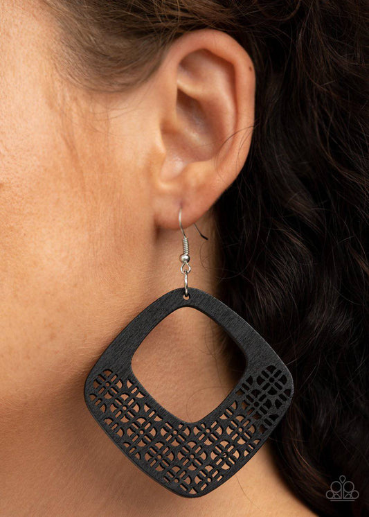 WOOD You Rather - Black Wooden Earrings - Paparazzi Accessories - GlaMarous Titi Jewels