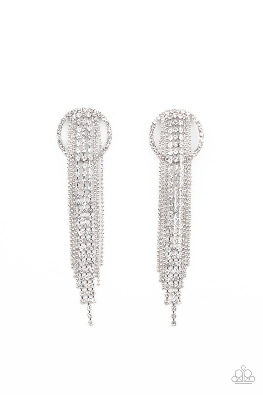 Dazzle by Default - White Rhinestone Earrings - Paparazzi Accessories - GlaMarous Titi Jewels