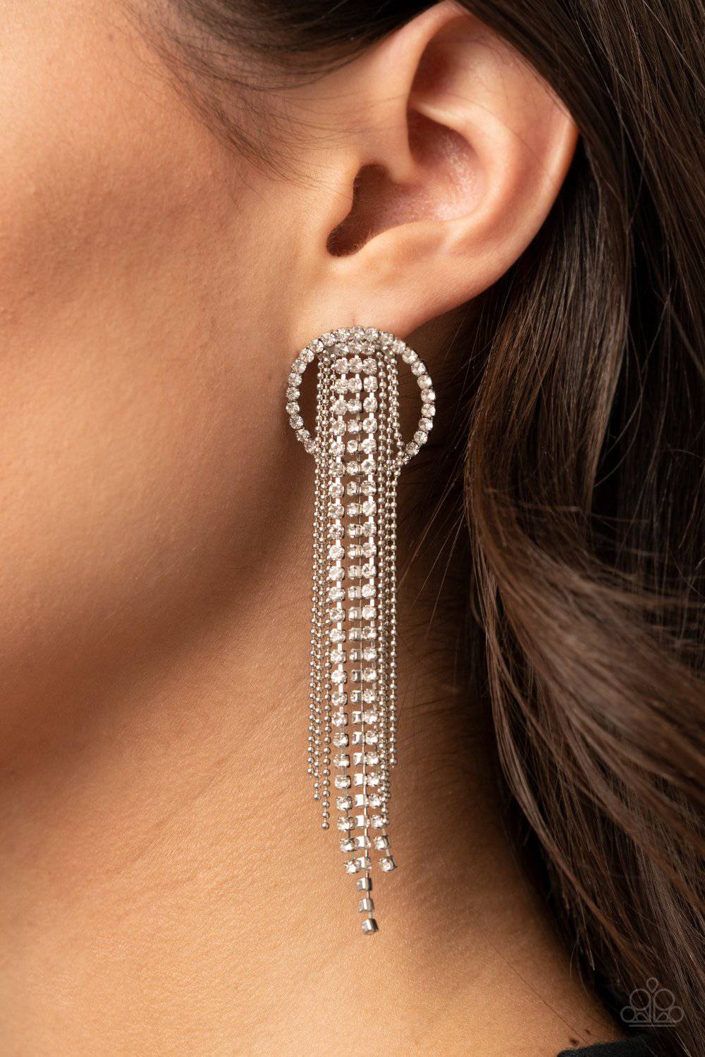 Dazzle by Default - White Rhinestone Earrings - Paparazzi Accessories - GlaMarous Titi Jewels