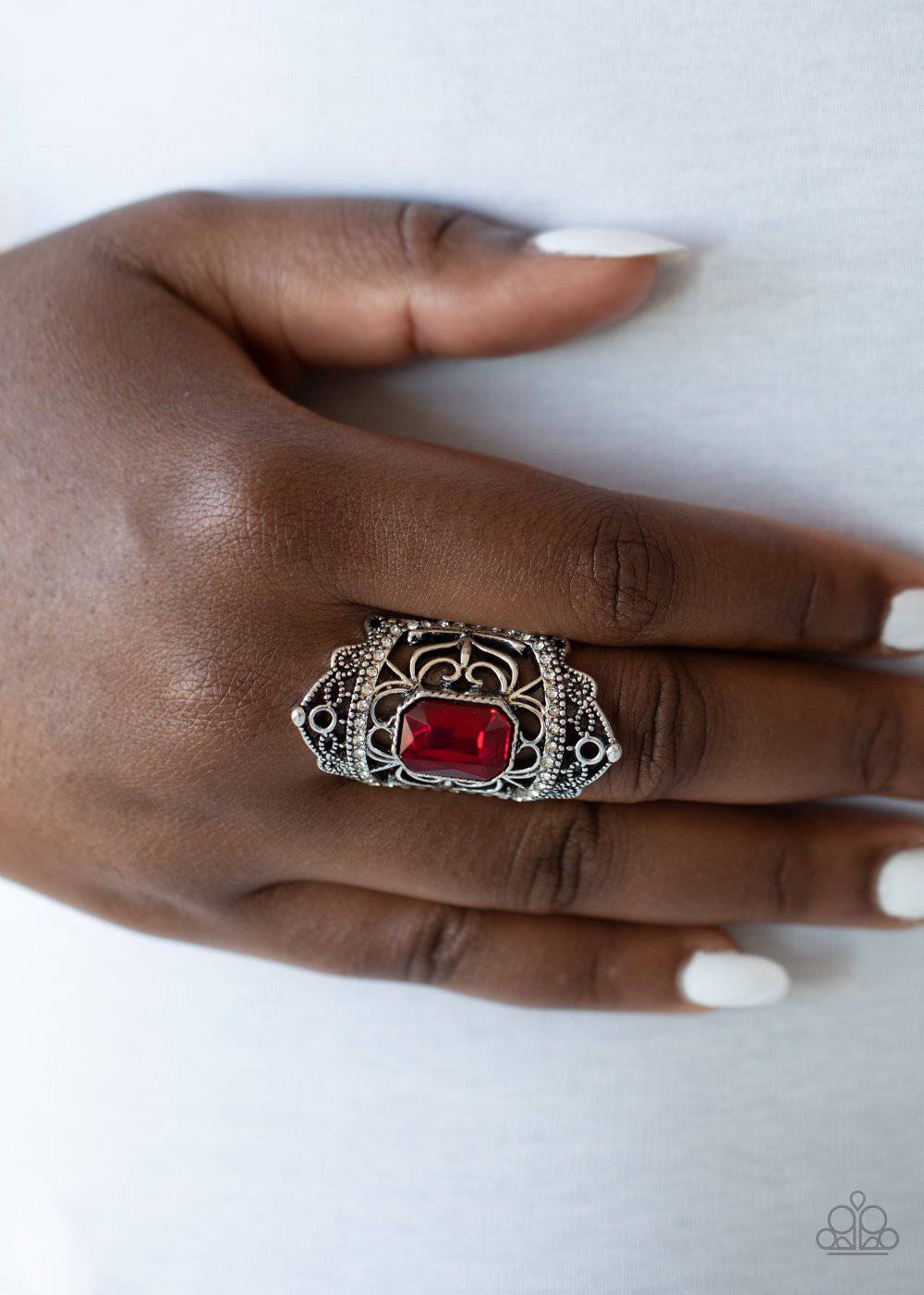 Undefinable Dazzle - Red Rhinestone Ring - Paparazzi Accessories - GlaMarous Titi Jewels