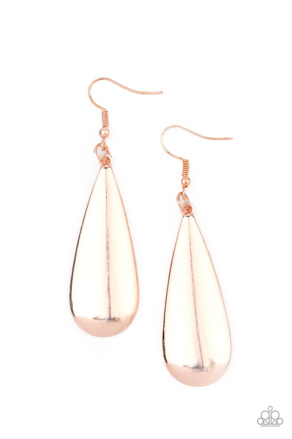 The Drop Off - Rose Gold Teardrop Earrings - Paparazzi Accessories - GlaMarous Titi Jewels