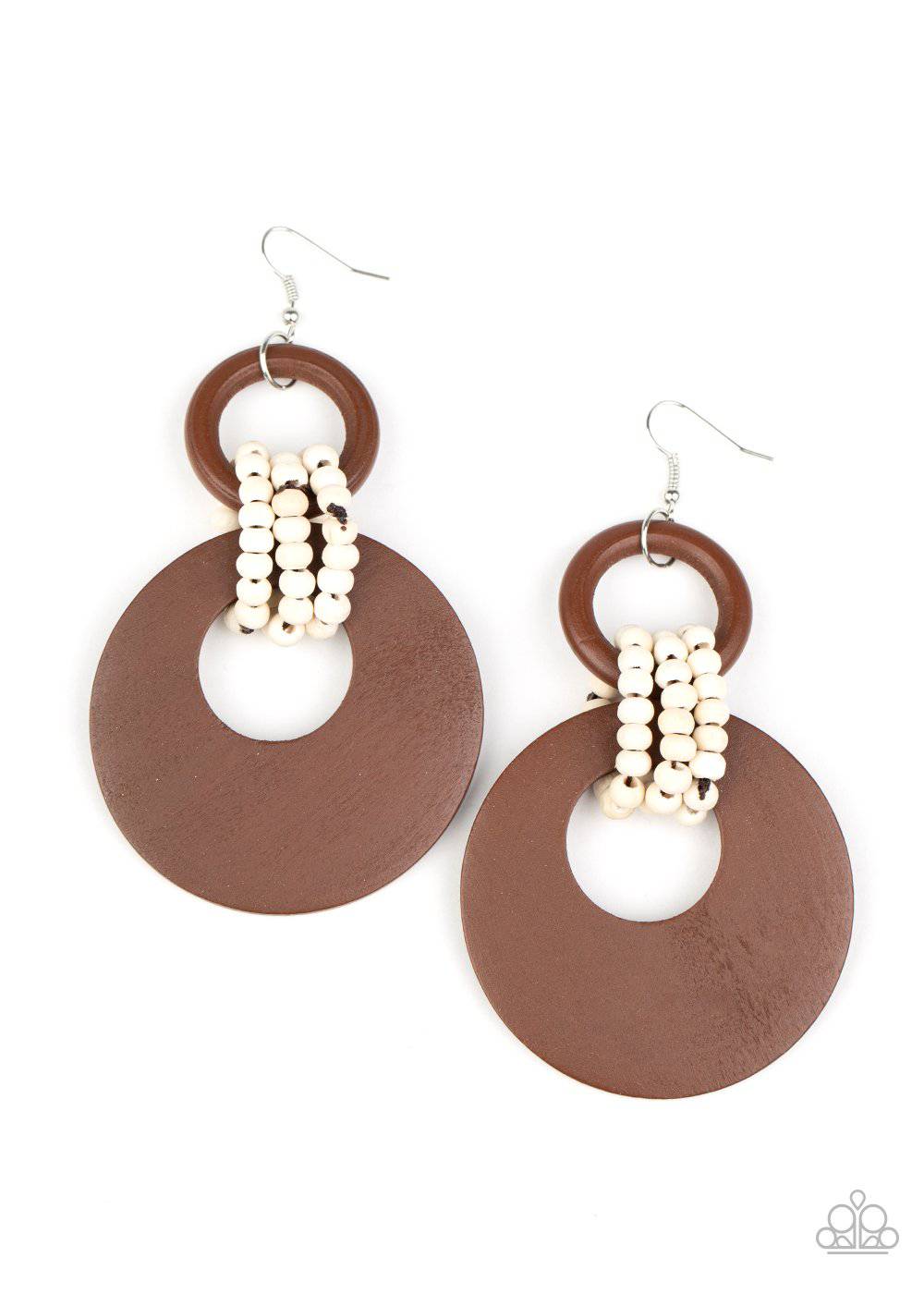 Beach Day Drama - Brown Wooden Earrings - Paparazzi Accessories - GlaMarous Titi Jewels