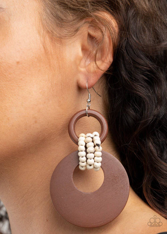 Beach Day Drama - Brown Wooden Earrings - Paparazzi Accessories - GlaMarous Titi Jewels