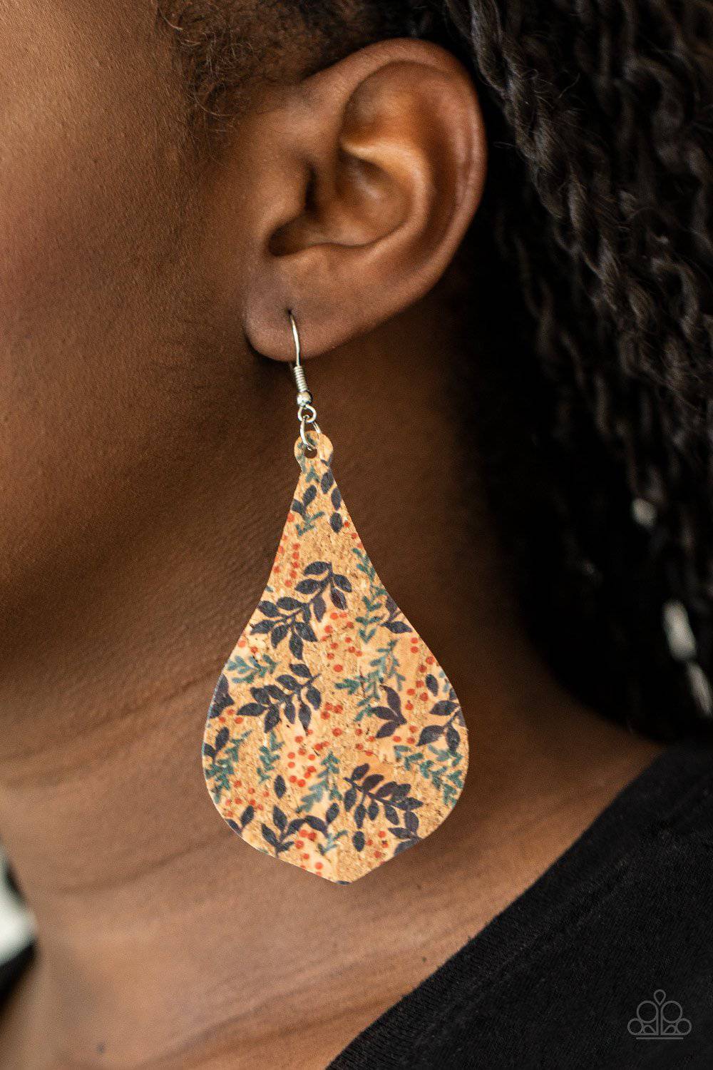 Cork Coast - Multi Teardrop Cork Earrings - Paparazzi Accessories - GlaMarous Titi Jewels