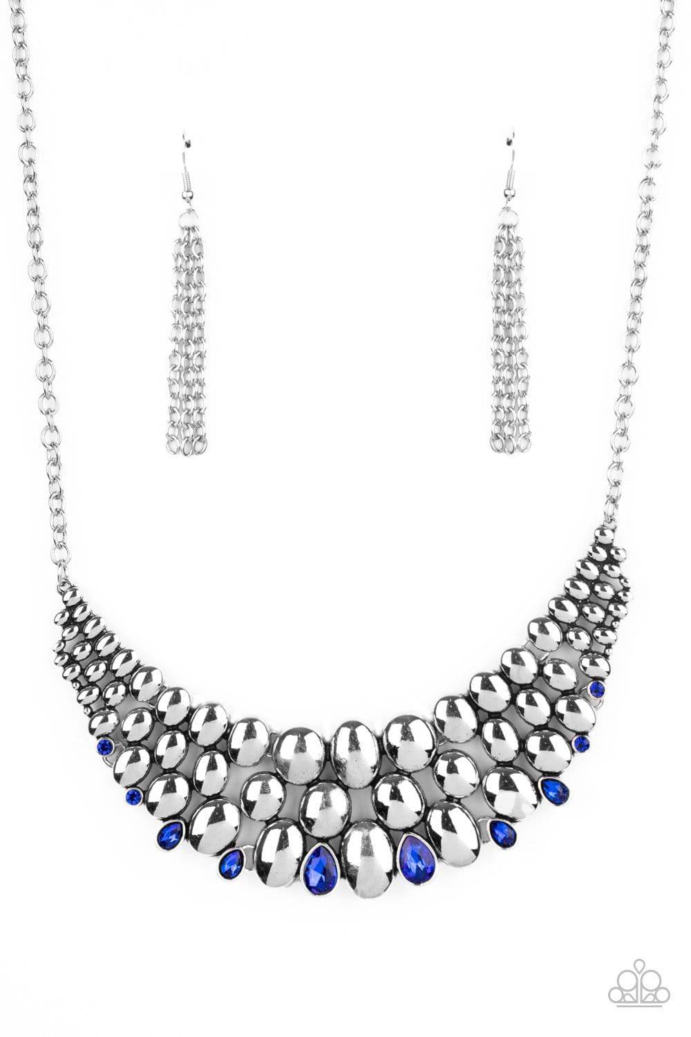 Powerhouse Party - French Blue Rhinestone Necklace - Paparazzi Accessories - GlaMarous Titi Jewels