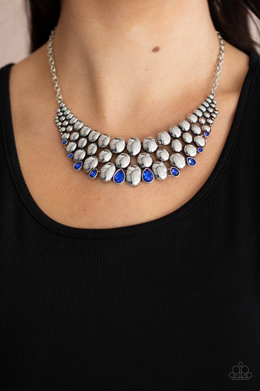 Powerhouse Party - French Blue Rhinestone Necklace - Paparazzi Accessories - GlaMarous Titi Jewels