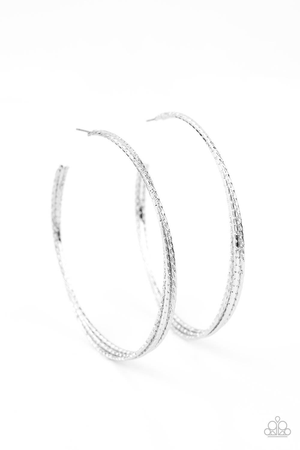 Watch and Learn - Silver Hoop Earrings - Paparazzi Accessories - GlaMarous Titi Jewels