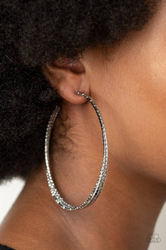 Watch and Learn - Silver Hoop Earrings - Paparazzi Accessories - GlaMarous Titi Jewels