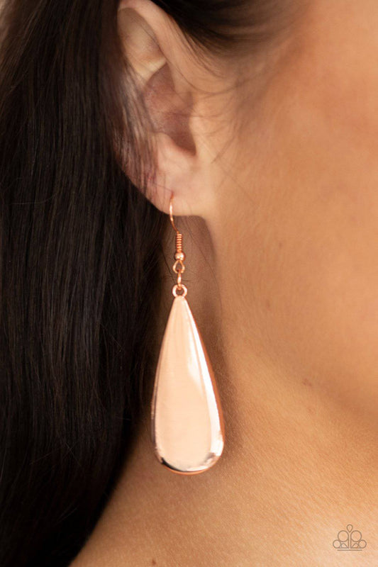 The Drop Off - Copper Teardrop Earrings - Paparazzi Accessories - GlaMarous Titi Jewels