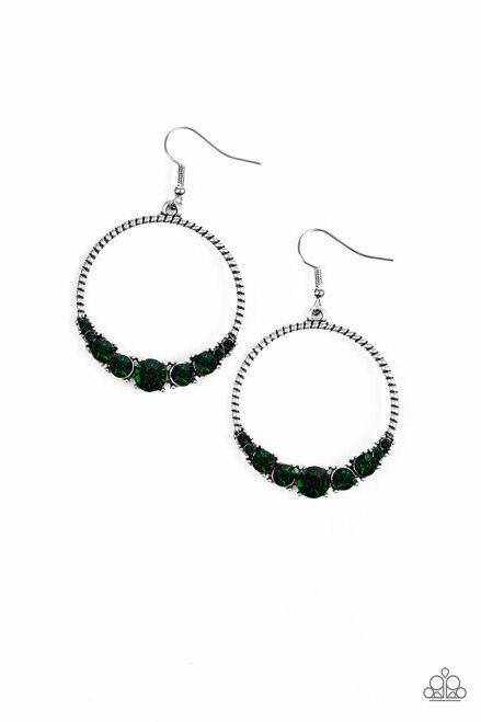 Self-Made Millionaire - Green Rhinestone Earrings - Paparazzi Accessories - GlaMarous Titi Jewels