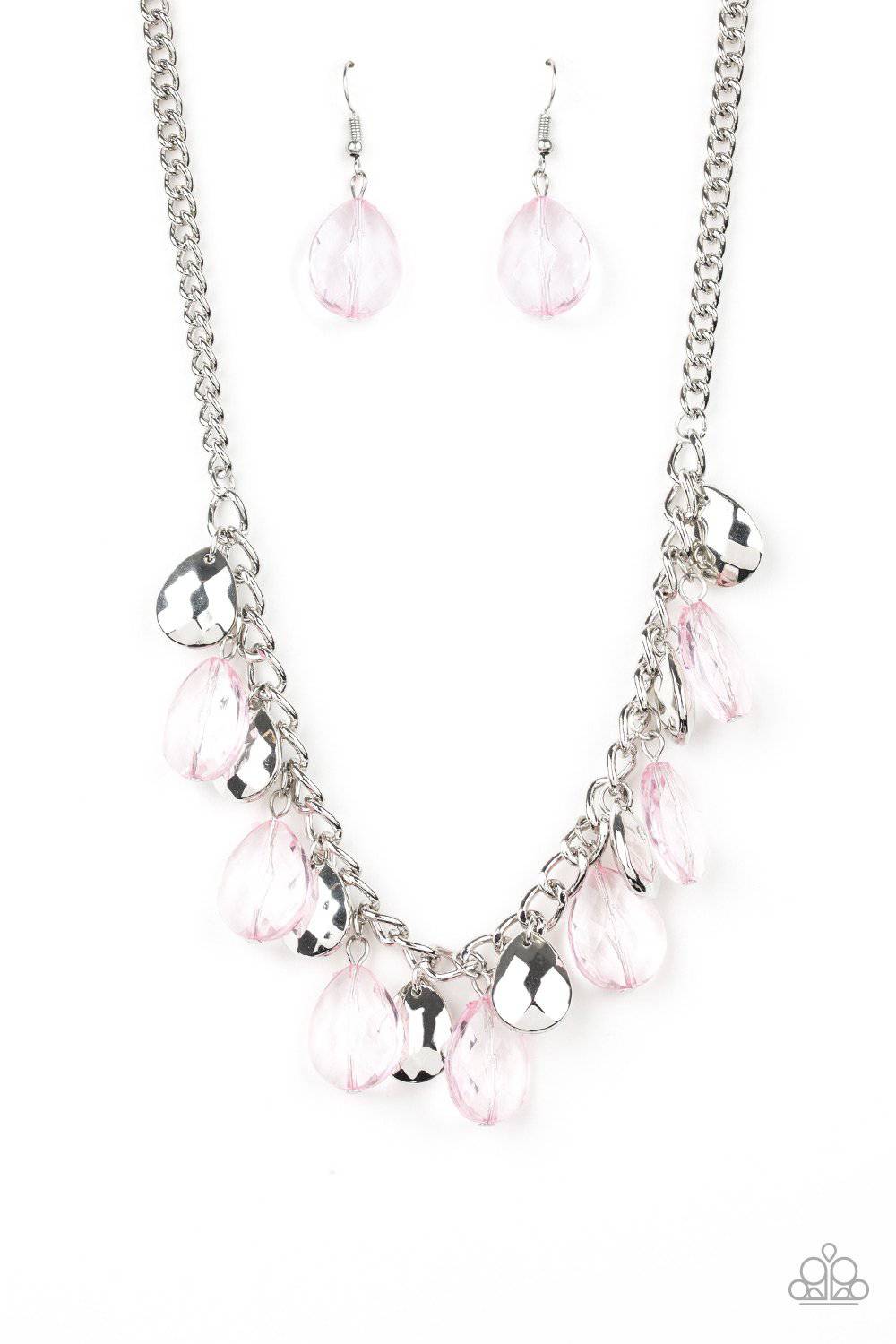 No Tears Left To Cry - Pink Teardrop Fringe Necklace - Paparazzi Accessories - GlaMarous Titi Jewels