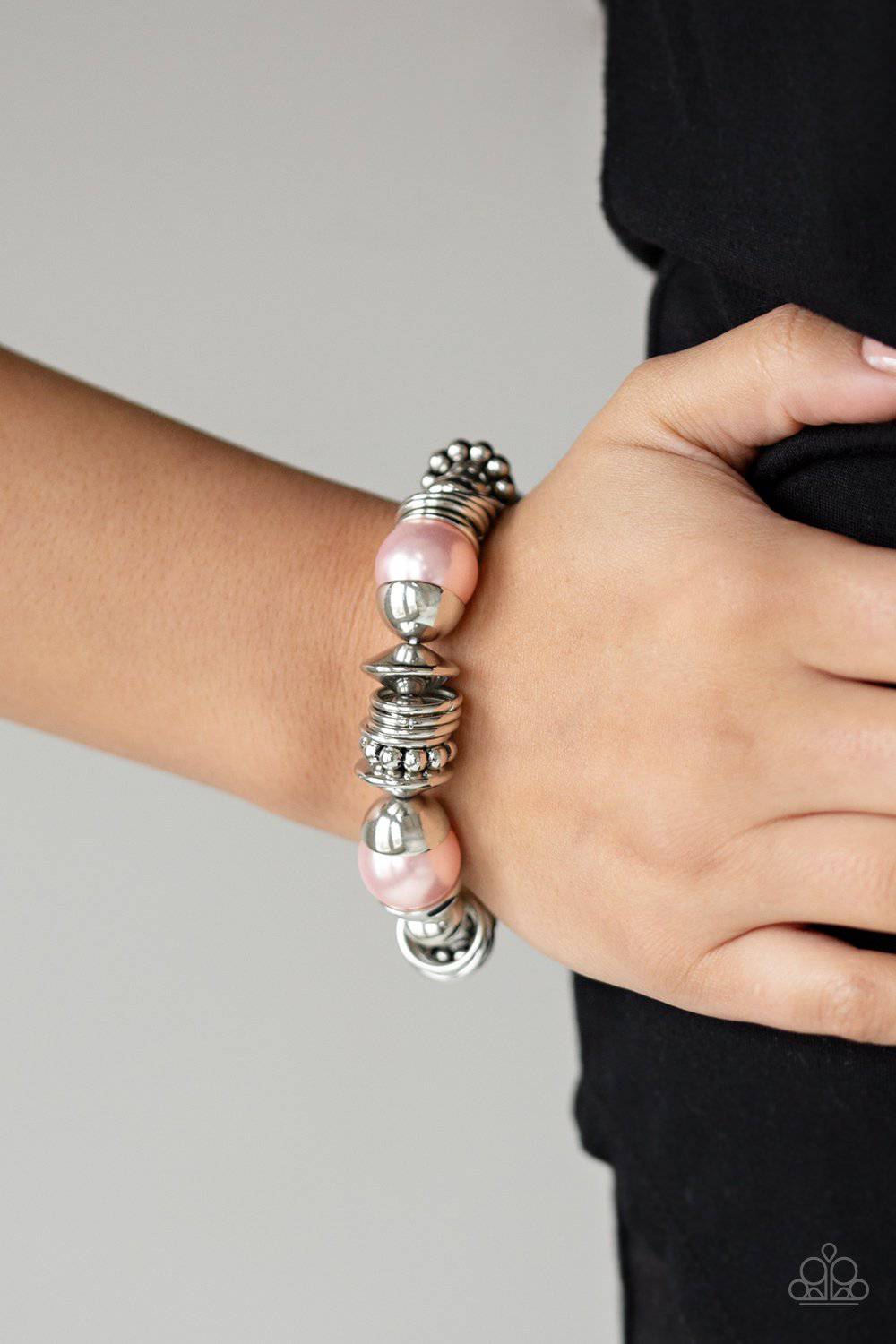 Uptown Tease - Pink Pearl Stretchy Bracelet - Paparazzi Accessories - GlaMarous Titi Jewels