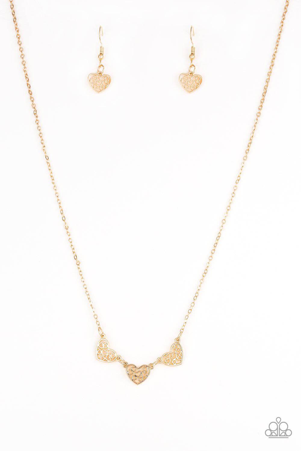 Paparazzi Another Love Story Gold Filigree Heart Necklace