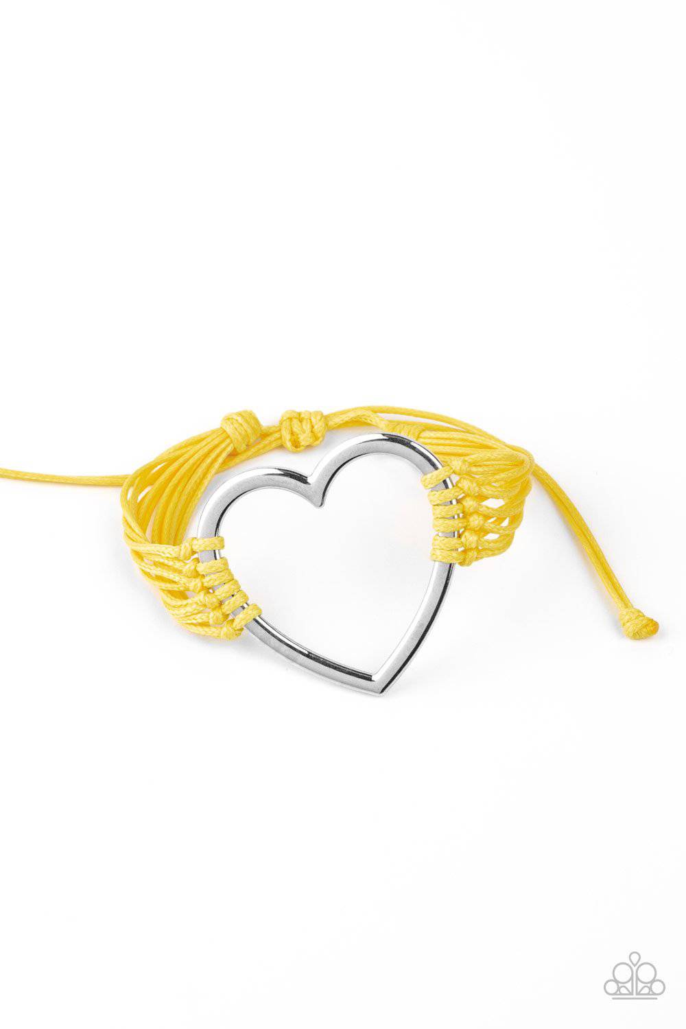 Playing With My HEARTSTRINGS - Yellow Heart Bracelet - Paparazzi Accessories - GlaMarous Titi Jewels
