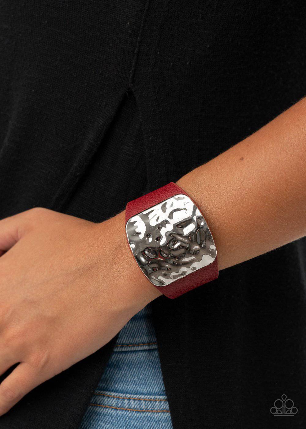 Brighten Up - Red Leather Bracelet - Paparazzi Accessories - GlaMarous Titi Jewels