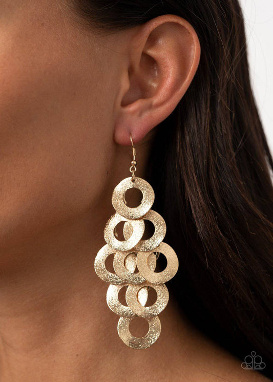 Scattered Shimmer - Gold Hoops Earrings - Paparazzi Accessories - GlaMarous Titi Jewels