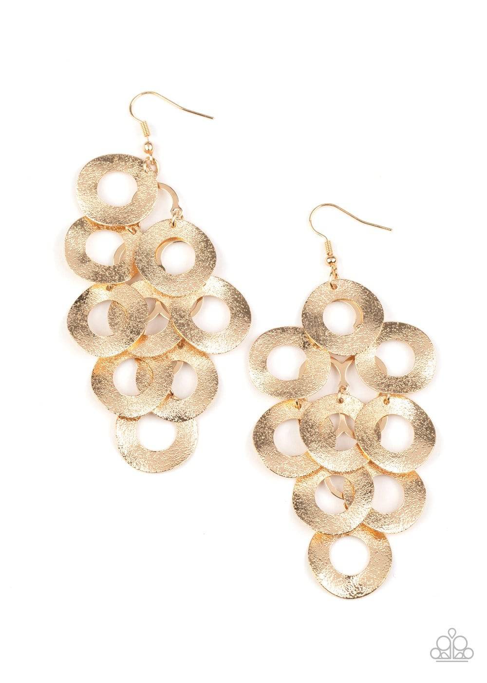 Scattered Shimmer - Gold Hoops Earrings - Paparazzi Accessories - GlaMarous Titi Jewels