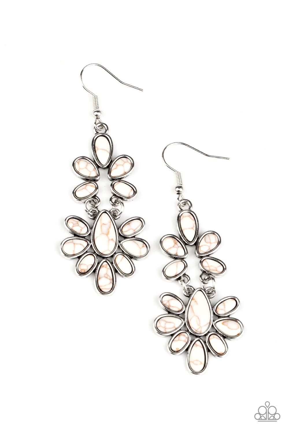 Cactus Cruise - White Stone Teardrop Earrings - Paparazzi Accessories - GlaMarous Titi Jewels