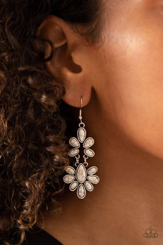 Cactus Cruise - White Stone Teardrop Earrings - Paparazzi Accessories - GlaMarous Titi Jewels