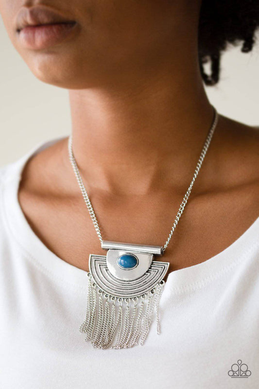 When In ROAM - Blue Bead and Silver Necklace - Paparazzi Accessories - GlaMarous Titi Jewels