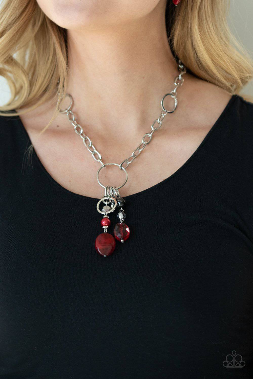 Lay Down Your CHARMS - Red Charm Necklace - Paparazzi Accessories - GlaMarous Titi Jewels