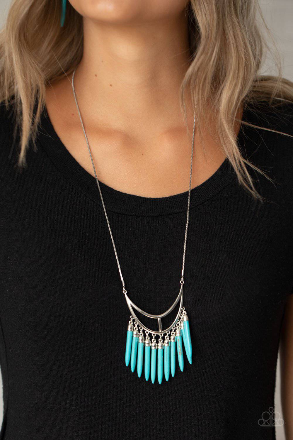 Stone Age A-Lister - Blue Fringe Necklace - Paparazzi Accessories - GlaMarous Titi Jewels