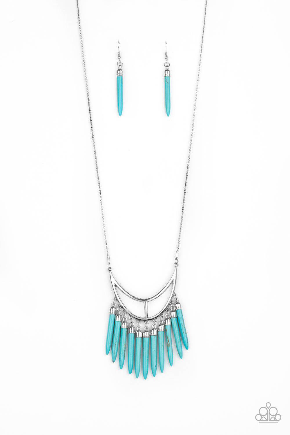 Stone Age A-Lister - Blue Fringe Necklace - Paparazzi Accessories - GlaMarous Titi Jewels