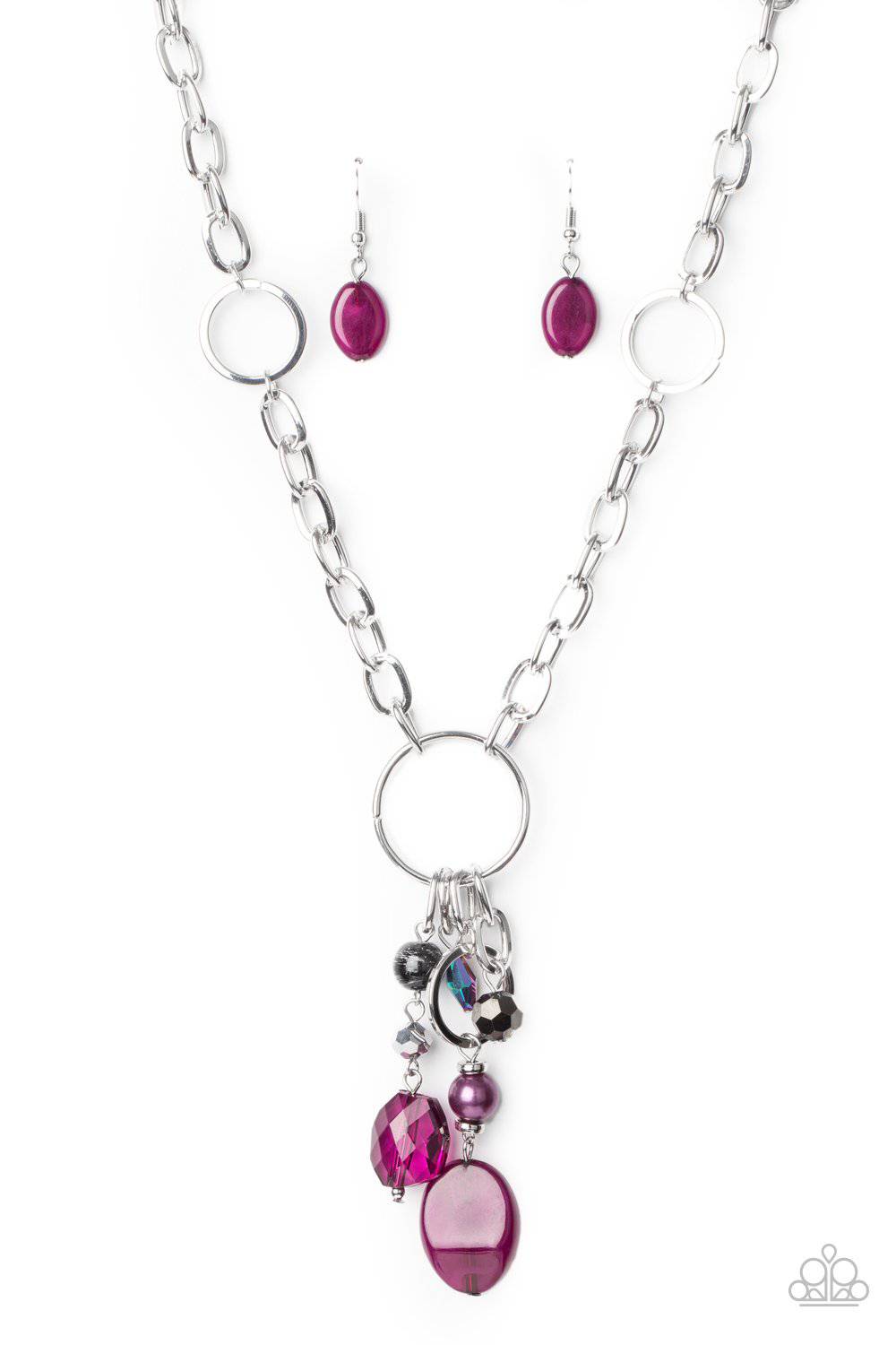 Lay Down Your CHARMS - Magenta Purple Charm Necklace - Paparazzi Accessories - GlaMarous Titi Jewels