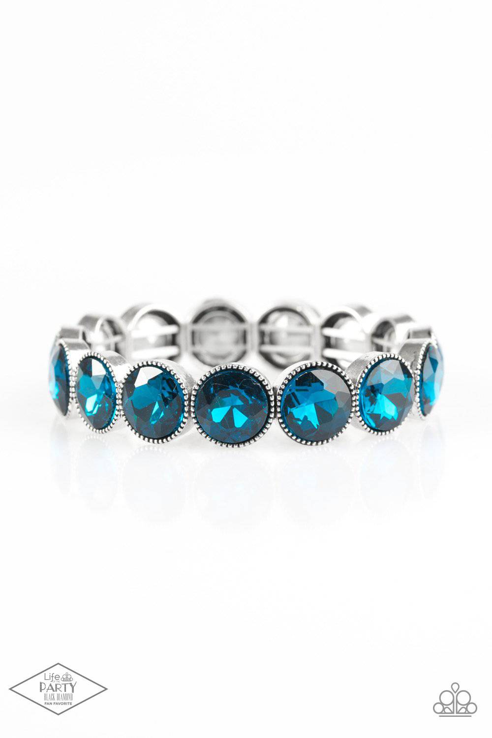 Number One Knockout - Blue Gem Stretchy Bracelet - Paparazzi Accessories - GlaMarous Titi Jewels