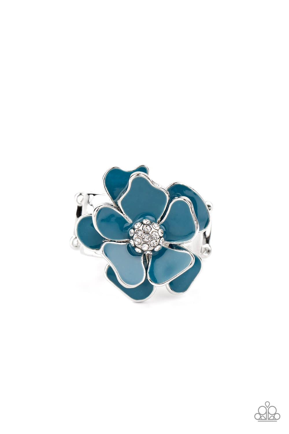 Hibiscus Holiday - Blue Petals Ring - Paparazzi Accessories - GlaMarous Titi Jewels
