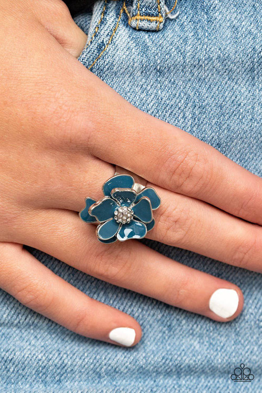 Hibiscus Holiday - Blue Petals Ring - Paparazzi Accessories - GlaMarous Titi Jewels